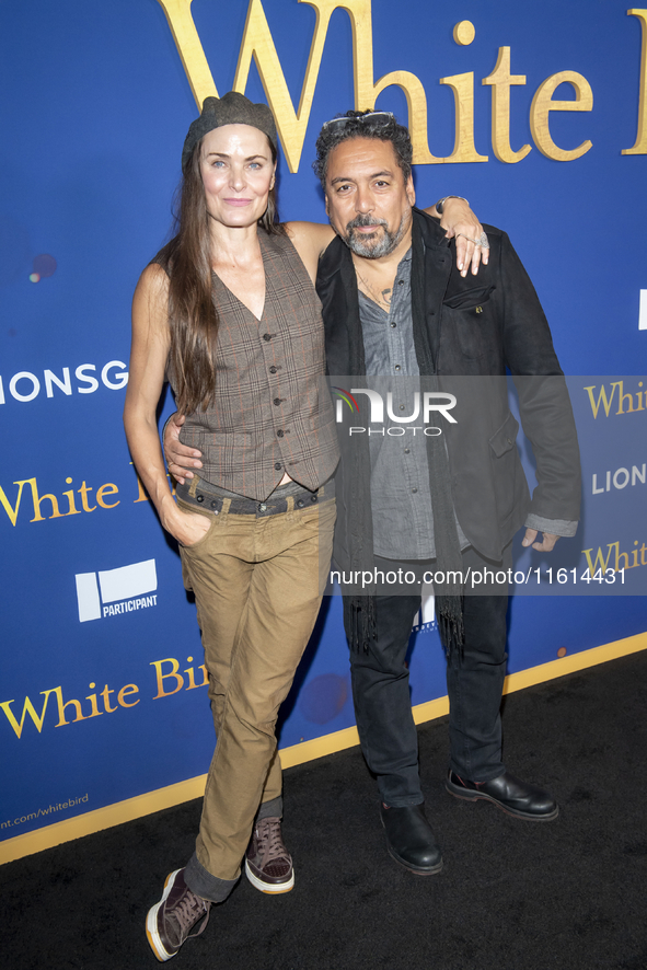 Tara Westwood and Felix Solis attend Lionsgate's ''White Bird'' New York screening at DGA Theater in New York, USA, on September 26, 2024. 