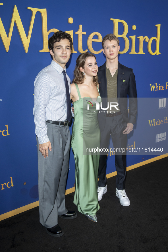 Bryce Gheisar, Ariella Glaser, and Orlando Schwerdt attend the Lionsgate's ''White Bird'' New York screening at DGA Theater in New York, New...