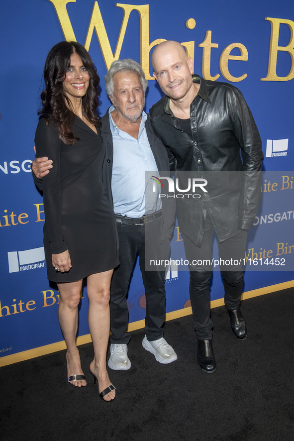 Renee Wolfe, Dustin Hoffman, and Marc Forster attend the Lionsgate's ''White Bird'' New York screening at DGA Theater in New York, USA, on S...