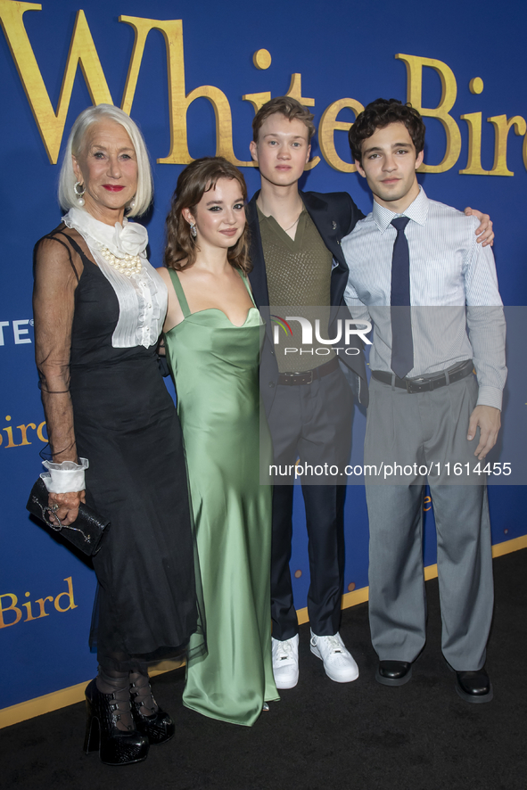 Lionsgate's ''White Bird'' New York Screening. In New York, USA, on September 26, 2024: (L-R) Helen Mirren, Ariella Glaser, Bryce Gheisar, a...