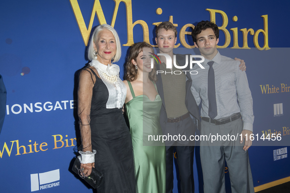 Lionsgate's ''White Bird'' New York Screening. In New York, USA, on September 26, 2024: (L-R) Helen Mirren, Ariella Glaser, Bryce Gheisar, a...