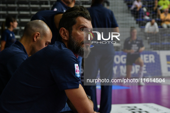 Giulio Cesare Begoli of Chieri '76 is in action during the International Trophy ''Una squadra per un sorriso'' match between Reale Mutua Fen...