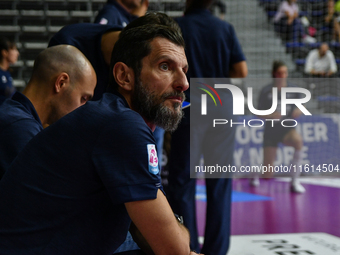 Giulio Cesare Begoli of Chieri '76 is in action during the International Trophy ''Una squadra per un sorriso'' match between Reale Mutua Fen...