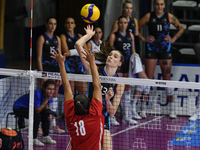 Lucille Giquel of Chieri '76 is in action during the International Trophy ''Una squadra per un sorriso'' match between Reale Mutua Fenera Ch...