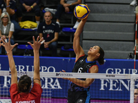 Avery Skinner of Chieri '76 is in action during the International Trophy ''Una squadra per un sorriso'' match between Reale Mutua Fenera Chi...