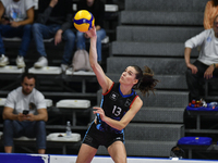 Lucille Giquel of Chieri '76 is in action during the International Trophy ''Una squadra per un sorriso'' match between Reale Mutua Fenera Ch...