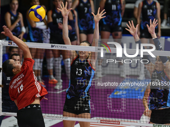 Yasmine Abderrahim of Olympiacos Athens is in action during the International Trophy ''Una squadra per un sorriso'' match between Reale Mutu...