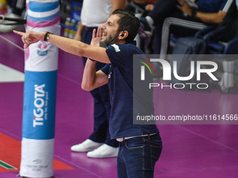 Giulio Cesare Begoli of Chieri '76 is in action during the International Trophy ''Una squadra per un sorriso'' match between Reale Mutua Fen...