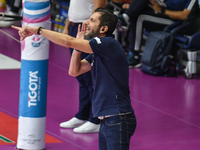 Giulio Cesare Begoli of Chieri '76 is in action during the International Trophy ''Una squadra per un sorriso'' match between Reale Mutua Fen...