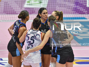 Reale Mutua Fenera Chieri '76 celebrates scoring during the team's International Trophy ''Una squadra per un sorriso'' match between Reale M...