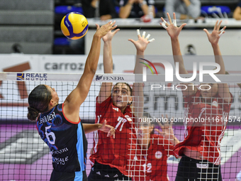 Avery Skinner of Chieri '76 is in action during the International Trophy ''Una squadra per un sorriso'' match between Reale Mutua Fenera Chi...