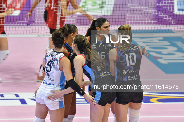 Reale Mutua Fenera Chieri '76 celebrates scoring during the International Trophy ''Una squadra per un sorriso'' match between Reale Mutua Fe...