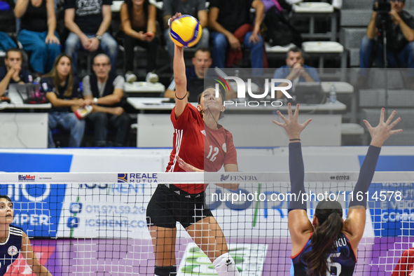 Milica Kubura of Olympiacos Athens participates in the International Trophy ''Una squadra per un sorriso'' match between Reale Mutua Fenera...