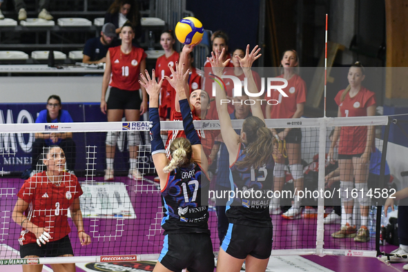 Yasmine Abderrahim of Olympiacos Athens is in action during the International Trophy ''Una squadra per un sorriso'' match between Reale Mutu...