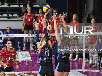 Yasmine Abderrahim of Olympiacos Athens is in action during the International Trophy ''Una squadra per un sorriso'' match between Reale Mutu...