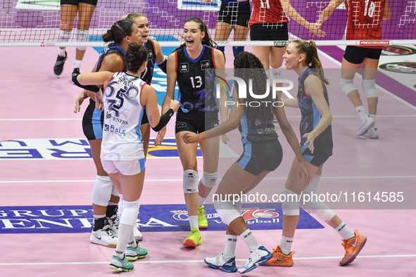 Reale Mutua Fenera Chieri '76 celebrates scoring during the International Trophy ''Una squadra per un sorriso'' match between Reale Mutua Fe...