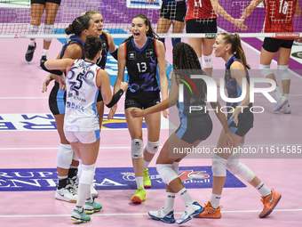 Reale Mutua Fenera Chieri '76 celebrates scoring during the International Trophy ''Una squadra per un sorriso'' match between Reale Mutua Fe...