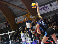 Lucille Giquel of Chieri '76 is in action during the International Trophy ''Una squadra per un sorriso'' match between Reale Mutua Fenera Ch...