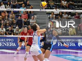 Ilaria Spirito of Chieri '76 is in action during the International Trophy ''Una squadra per un sorriso'' match between Reale Mutua Fenera Ch...