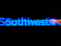 The Southwest Airlines logo is seen in this photo illustration taken in Warsaw, Poland on 27 September, 2024. Southwest Airlines has announc...