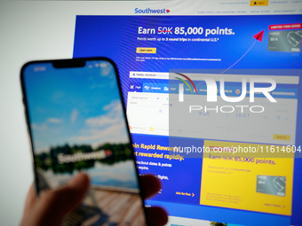 The Southwest Airlines app is seen on a mobile device in this photo illustration taken in Warsaw, Poland on 27 September, 2024. Southwest Ai...