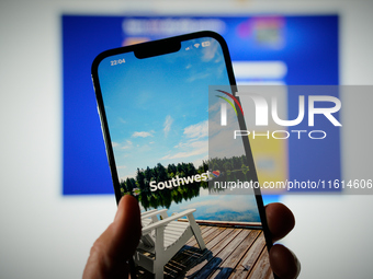 The Southwest Airlines app is seen on a mobile device in this photo illustration taken in Warsaw, Poland on 27 September, 2024. Southwest Ai...