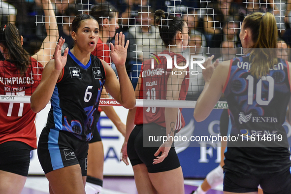 Reale Mutua Fenera Chieri '76 celebrates scoring during the International Trophy ''Una squadra per un sorriso'' match between Reale Mutua Fe...