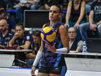 Sara Alberti of Chieri '76 is in action during the International Trophy ''Una squadra per un sorriso'' match between Reale Mutua Fenera Chie...