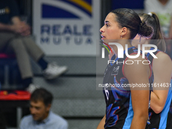 Avery Skinner of Chieri '76 is in action during the International Trophy ''Una squadra per un sorriso'' match between Reale Mutua Fenera Chi...