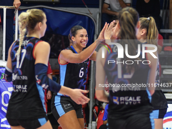 Reale Mutua Fenera Chieri '76 celebrates scoring during the International Trophy ''Una squadra per un sorriso'' match between Reale Mutua Fe...