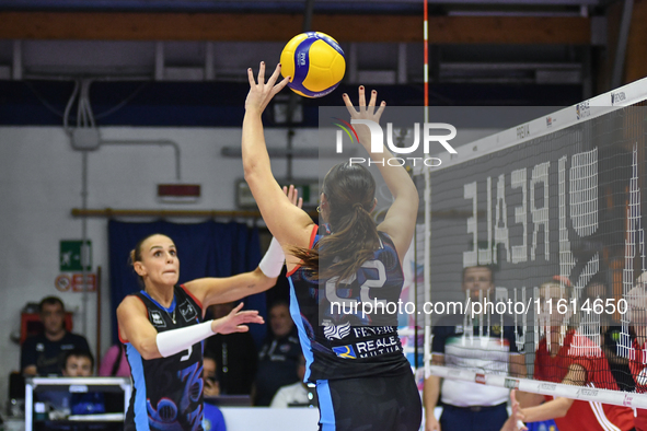 #22 Gaia Guiducci of Chieri '76 is in action during the International Trophy ''Una squadra per un sorriso'' match between Reale Mutua Fenera...