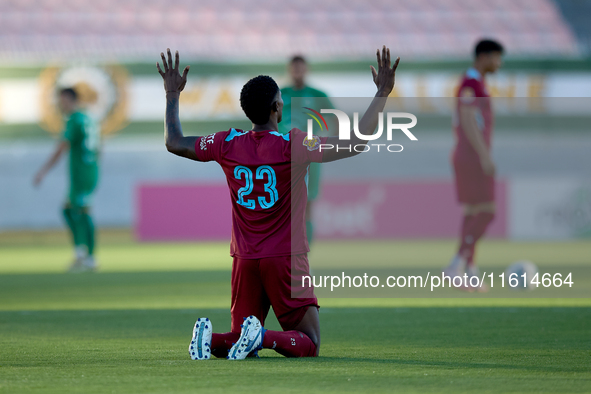 Zuniga Farid of Gzira United focuses on his prayers prior to the Malta 360 Sports Premier League soccer match between Floriana and Gzira Uni...