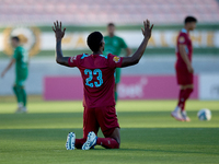 Zuniga Farid of Gzira United focuses on his prayers prior to the Malta 360 Sports Premier League soccer match between Floriana and Gzira Uni...