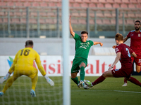 Carlo Zammit Lonardelli (C) of Floriana is in action during the Malta 360 Sports Premier League soccer match between Floriana and Gzira Unit...