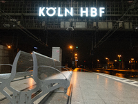 A general view of an empty platform is seen due to construction work at Cologne Central Station, which closes to all transit traffic from Fr...