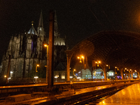 A general view of an empty platform is seen due to construction work at Cologne Central Station, which closes to all transit traffic from Fr...