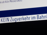 A general view of a no transit traffic sign is seen due to construction work. Cologne central station closes to all transit traffic from Fri...