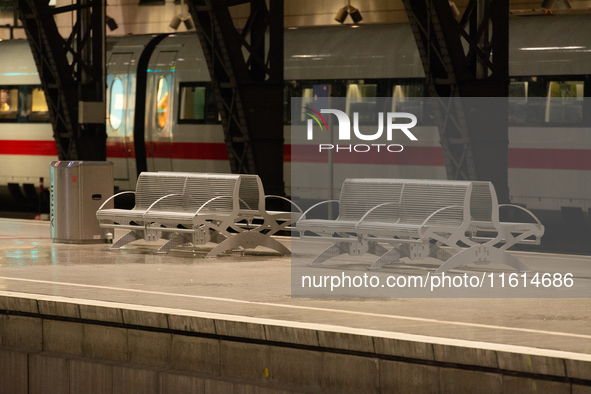 A general view of an empty platform is seen due to construction work at Cologne Central Station, which closes to all transit traffic from Fr...