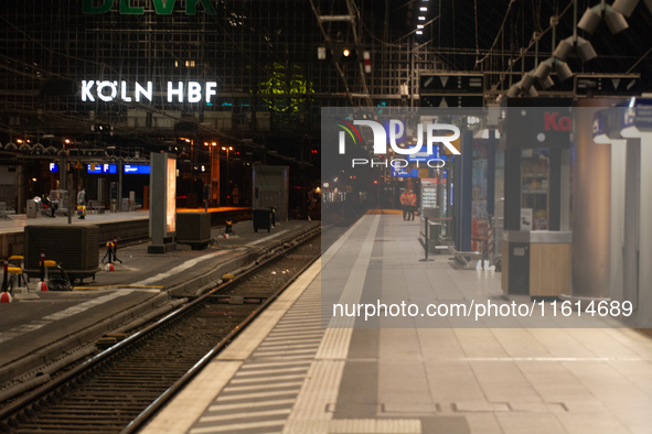 A general view of an empty platform is seen due to construction work at Cologne Central Station, which closes to all transit traffic from Fr...