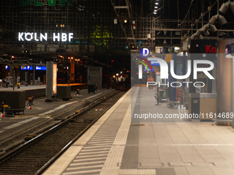 A general view of an empty platform is seen due to construction work at Cologne Central Station, which closes to all transit traffic from Fr...