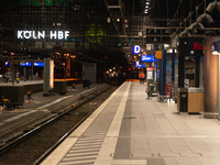 A general view of an empty platform is seen due to construction work at Cologne Central Station, which closes to all transit traffic from Fr...