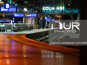 A general view of an empty platform is seen due to construction work at Cologne Central Station, which closes to all transit traffic from Fr...