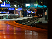 A general view of an empty platform is seen due to construction work at Cologne Central Station, which closes to all transit traffic from Fr...