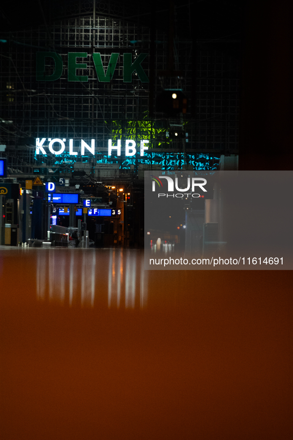 A general view of an empty platform is seen due to construction work at Cologne Central Station, which closes to all transit traffic from Fr...