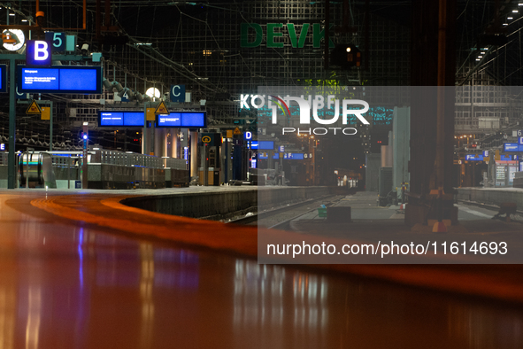 A general view of an empty platform is seen due to construction work at Cologne Central Station, which closes to all transit traffic from Fr...