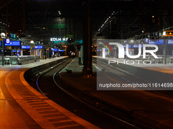 A general view of an empty platform is seen due to construction work at Cologne Central Station, which closes to all transit traffic from Fr...