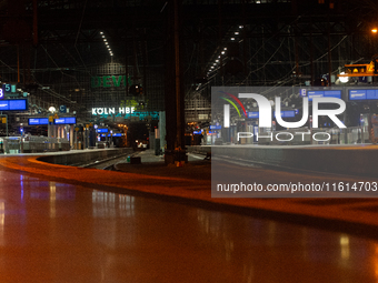 A general view of an empty platform is seen due to construction work at Cologne Central Station, which closes to all transit traffic from Fr...