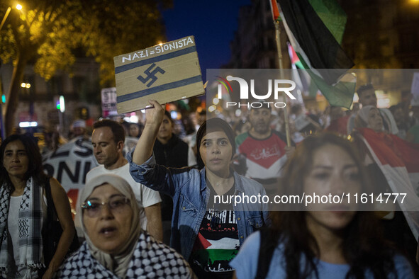 A general strike takes place in Barcelona, Spain, on September 27, 2024, in solidarity with Palestine and Lebanon. 