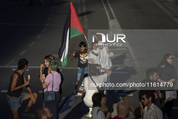 A general strike takes place in Barcelona, Spain, on September 27, 2024, in solidarity with Palestine and Lebanon. 