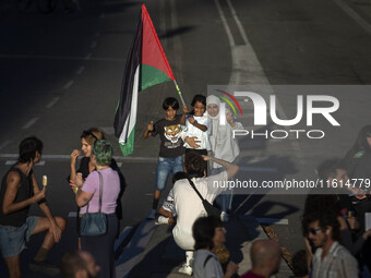 A general strike takes place in Barcelona, Spain, on September 27, 2024, in solidarity with Palestine and Lebanon. (